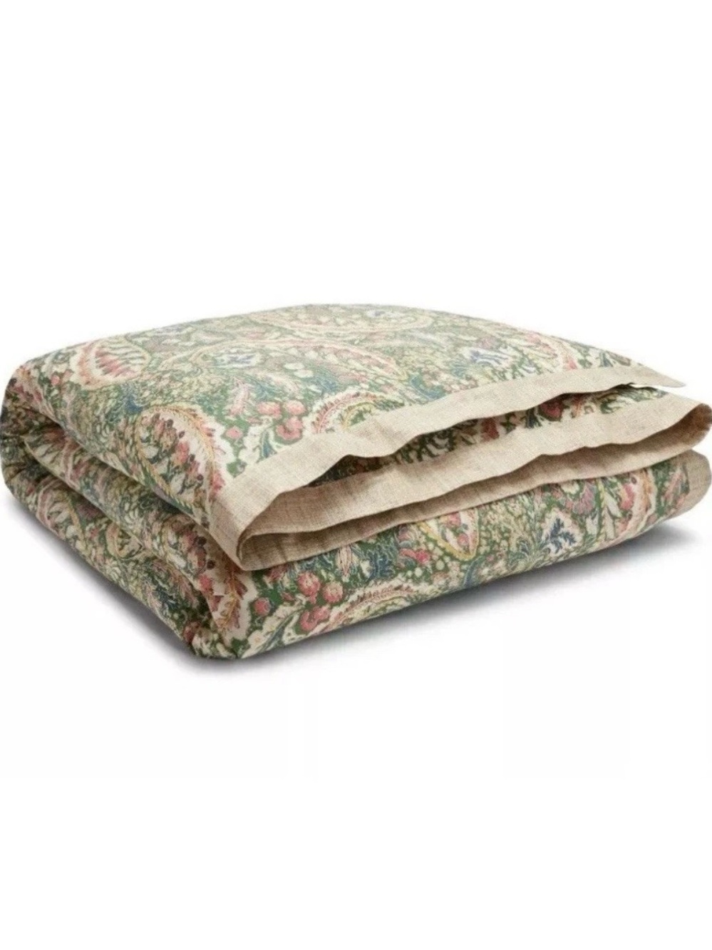 Ralph Lauren Allie Paisley Queen Duvet Cover with 1 Standard Sham Green paisley